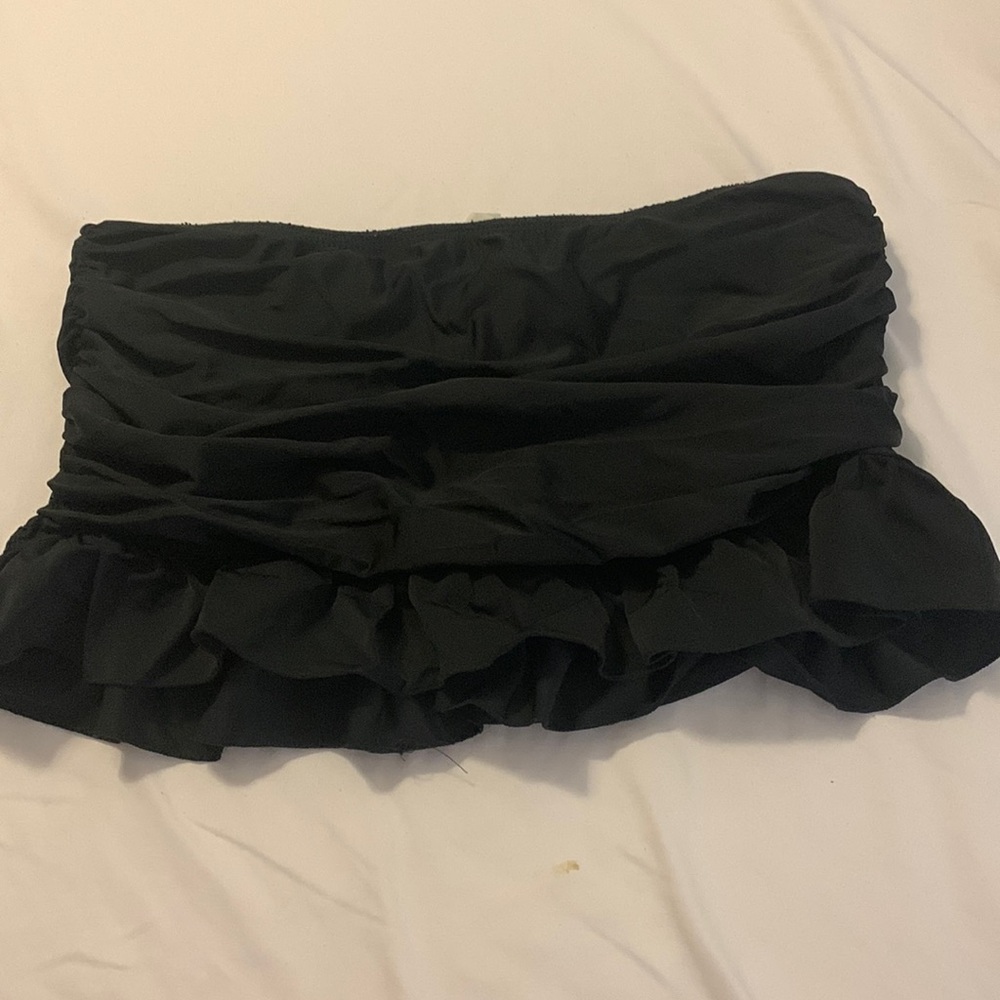 Island Escape Black Ruffle Swim Bikini Bottom